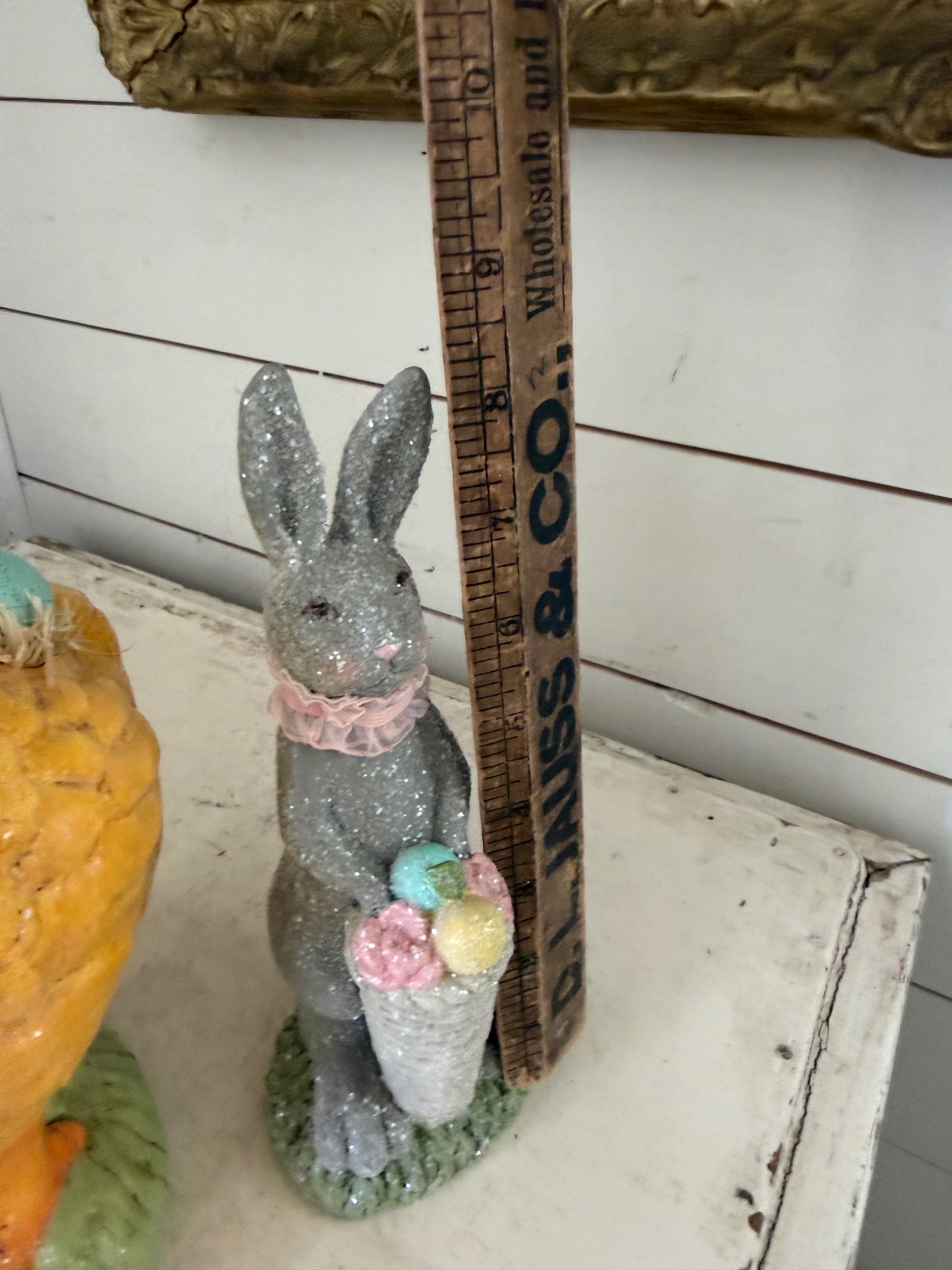 Glittered Easter decorations chicken and bunny
