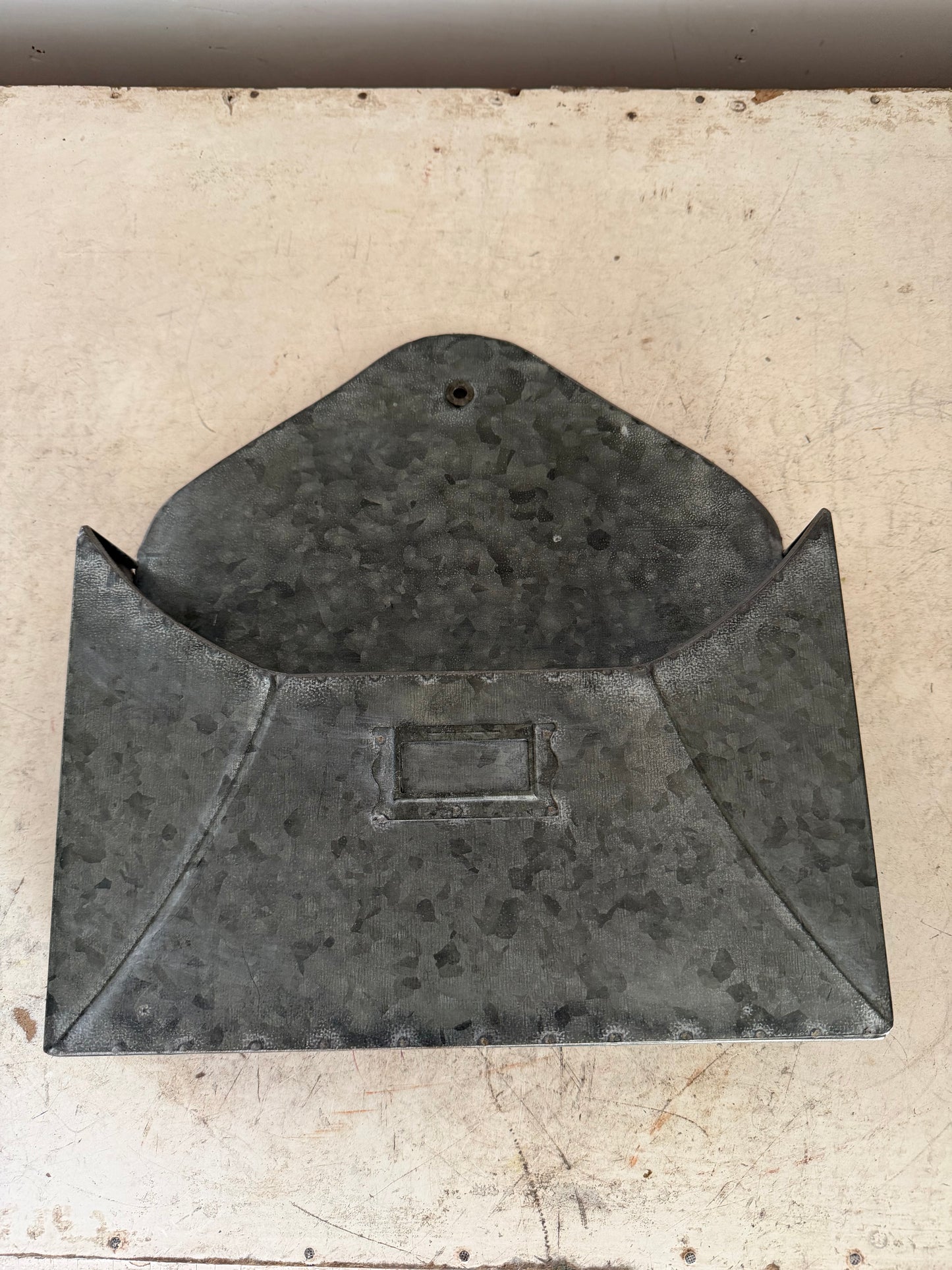 Galvanized Wall Pocket Shaped Like An Envelope - Will Get Makeover