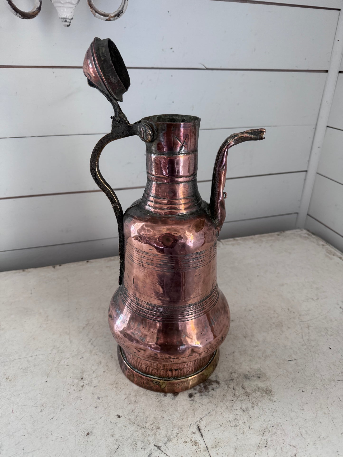 Antique Tall Copper Pitcher