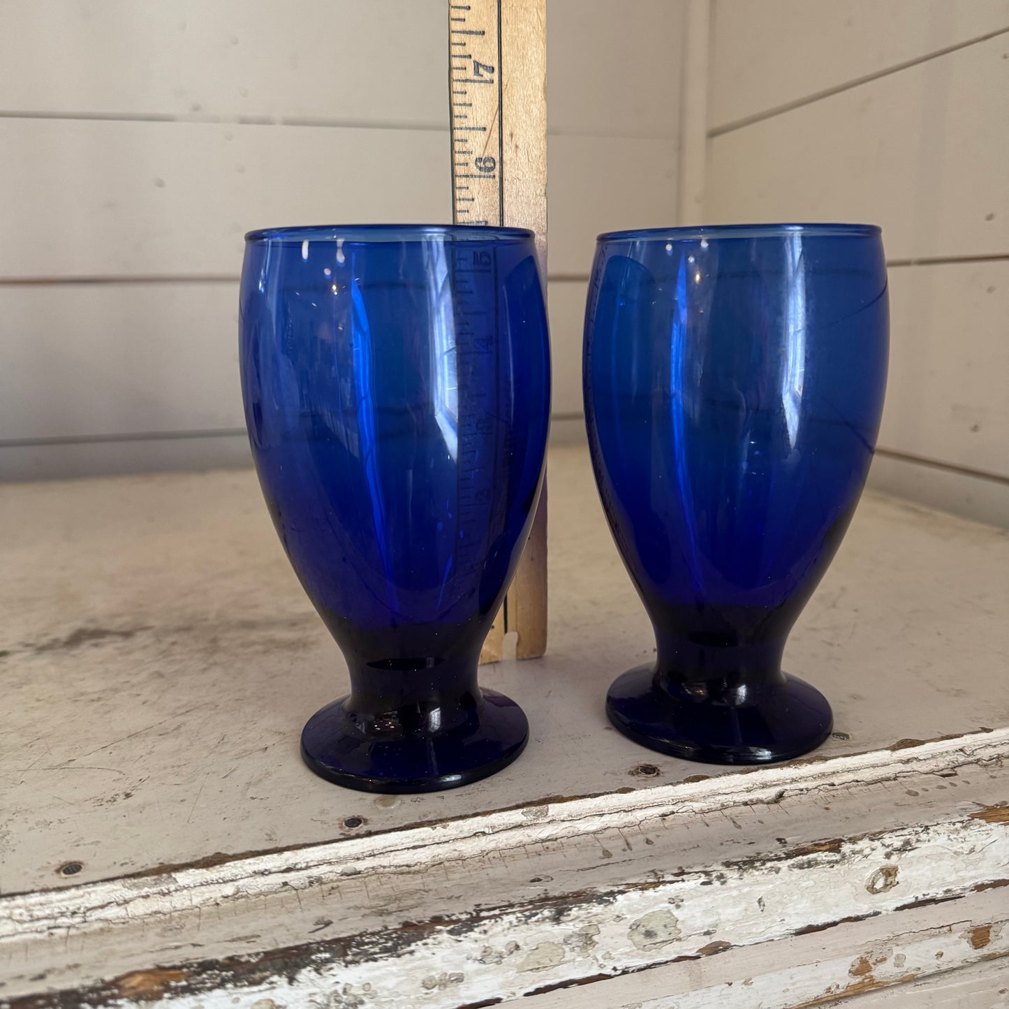 Cobalt Blue 12oz Pedestal Water Goblet Glasses - Sold Individually