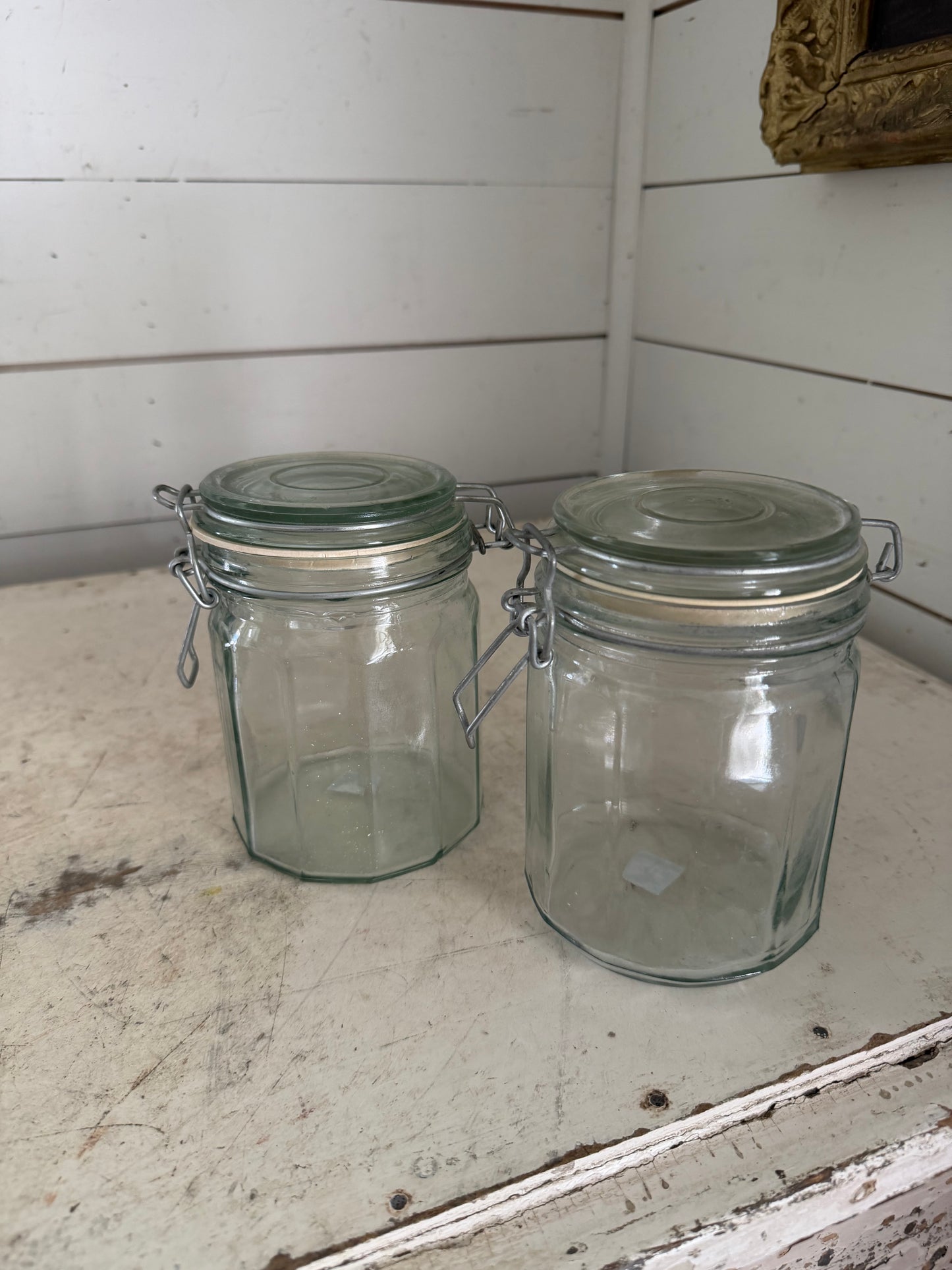 Green glass hermetic jar sold individually