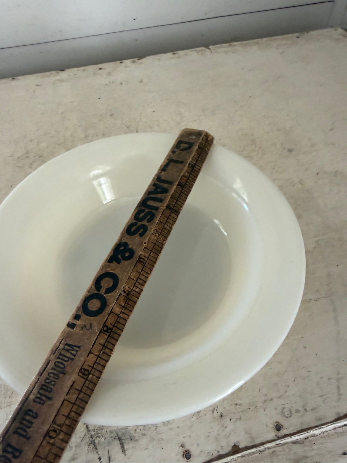 Special Vintage Corning 9 1/2" White Milk Glass Military Serving Bowl
