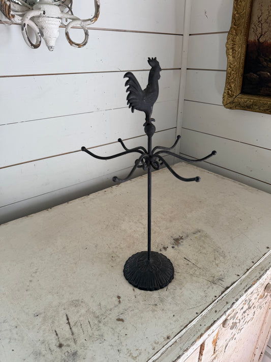 Cast Iron Base Rooster Mug Rack