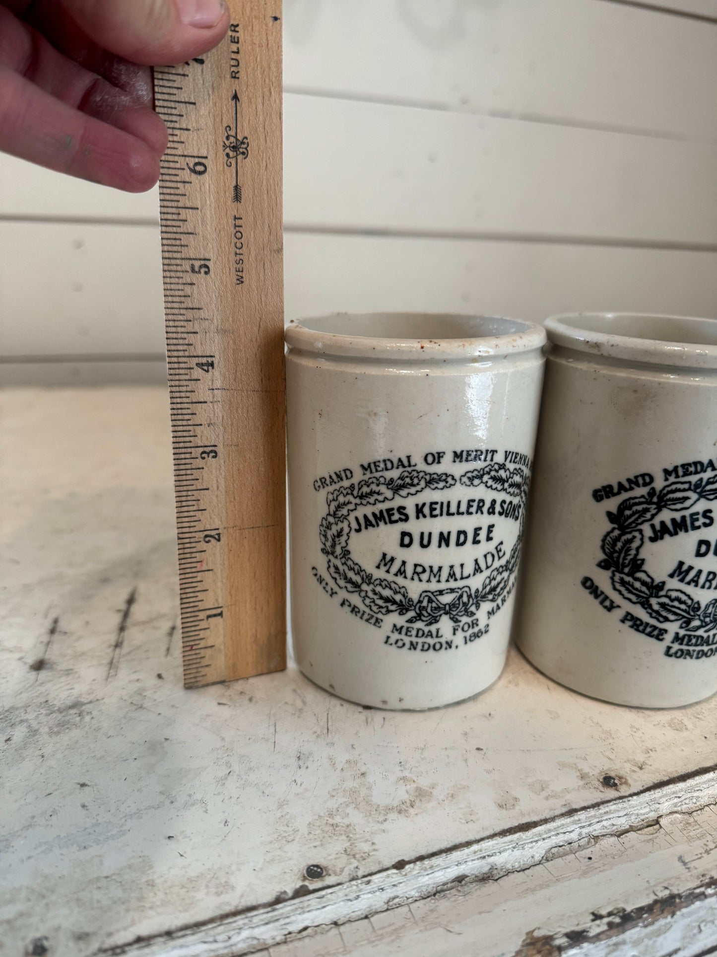 Antique Dundee Marmalade jam jar, less crazing, pot by James Keiller & Sons, crock, ironstone - sold individually