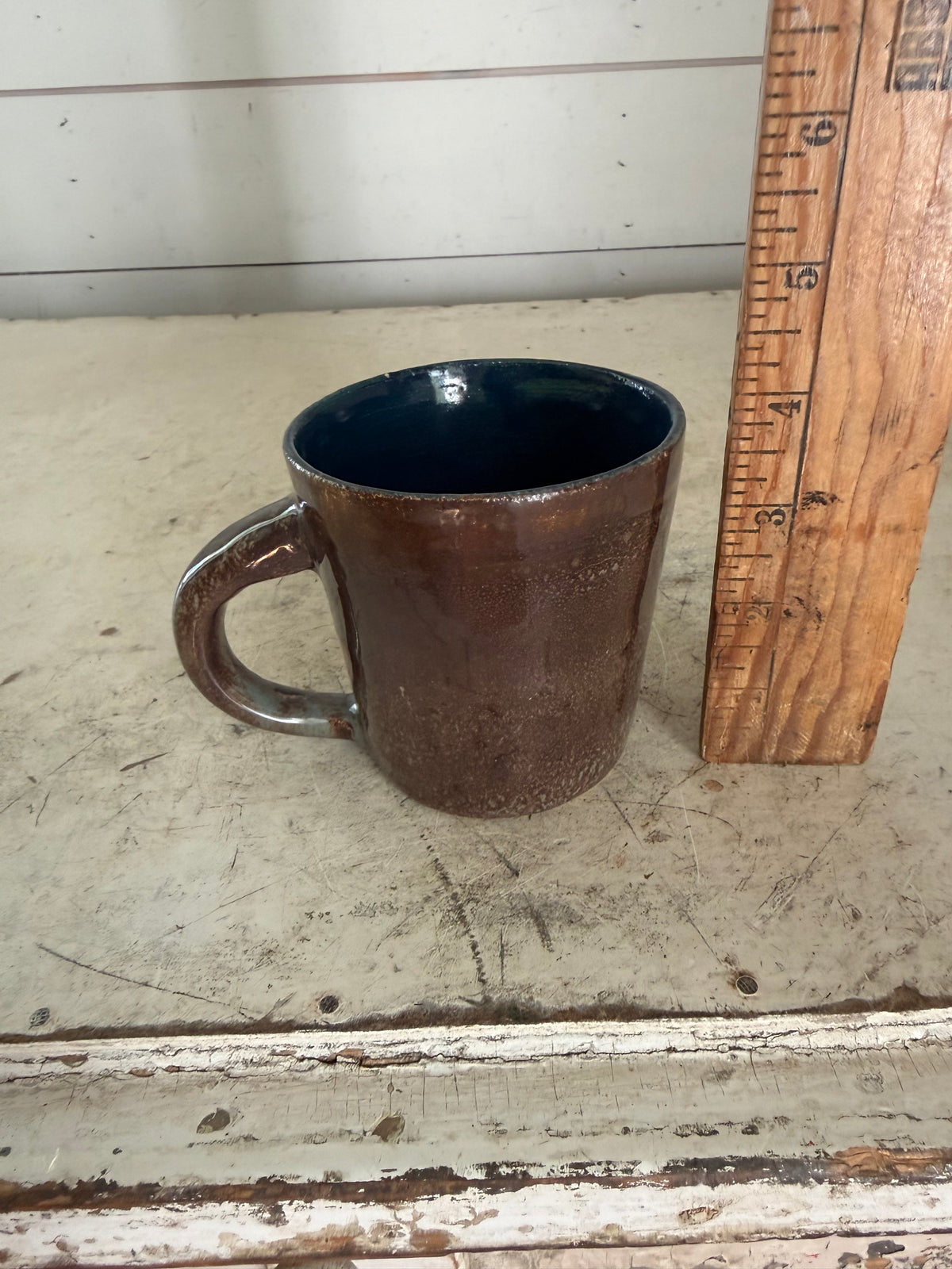 Handmaid stoneware brown glaze pottery studio mug