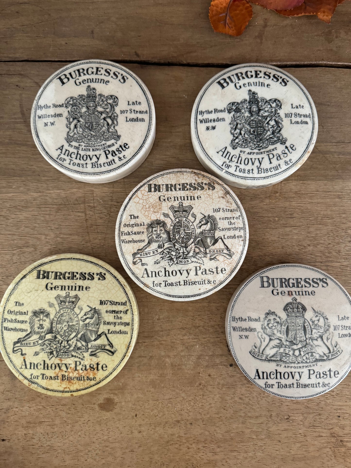 Antique Burgess’s Ironstone Lid Sold Individually