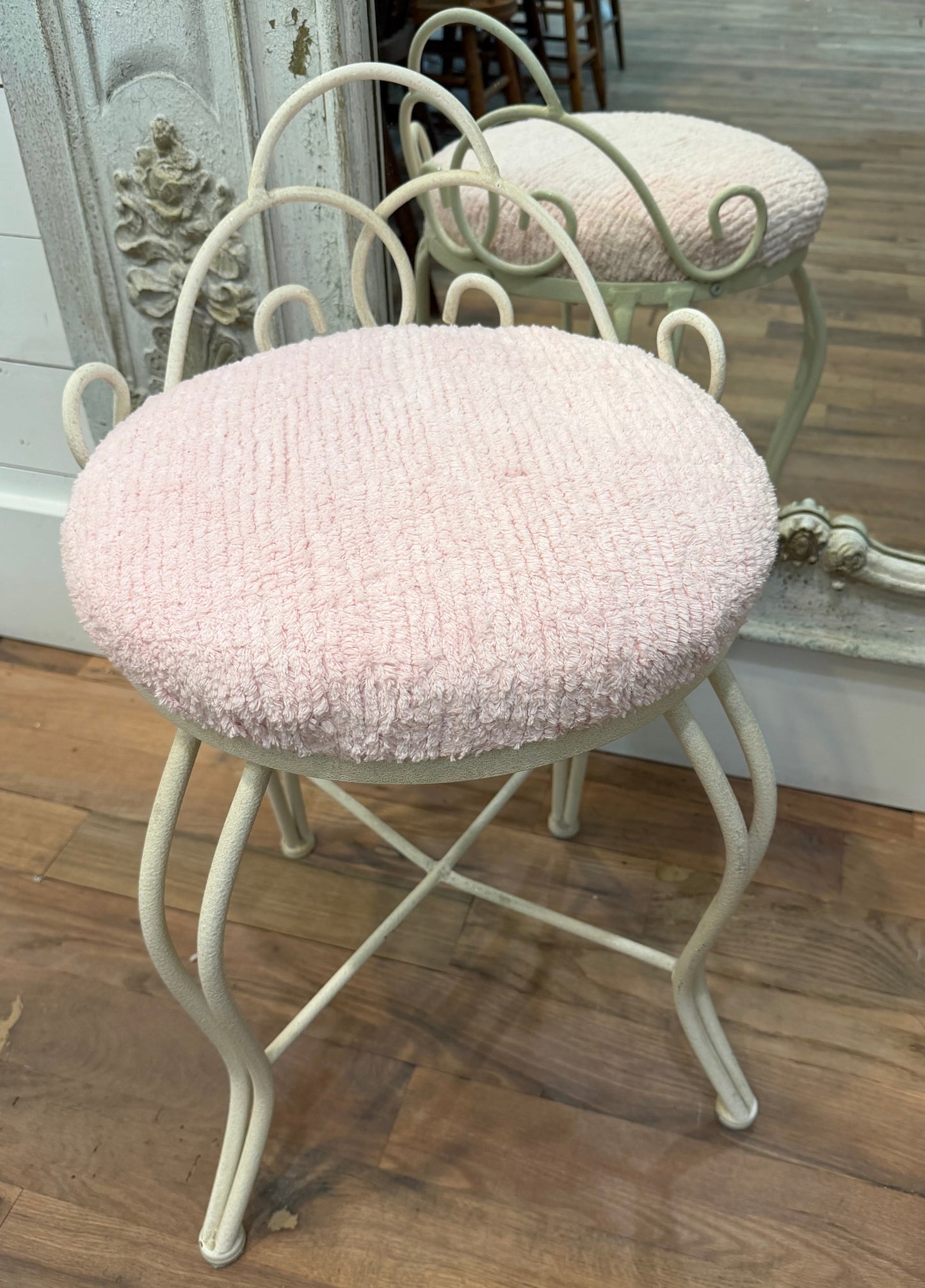 Vintage Vanity Chair with new chenielle upholstery