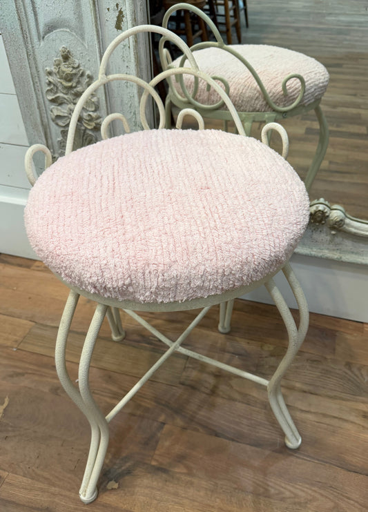 Vintage Vanity Chair with new chenielle upholstery