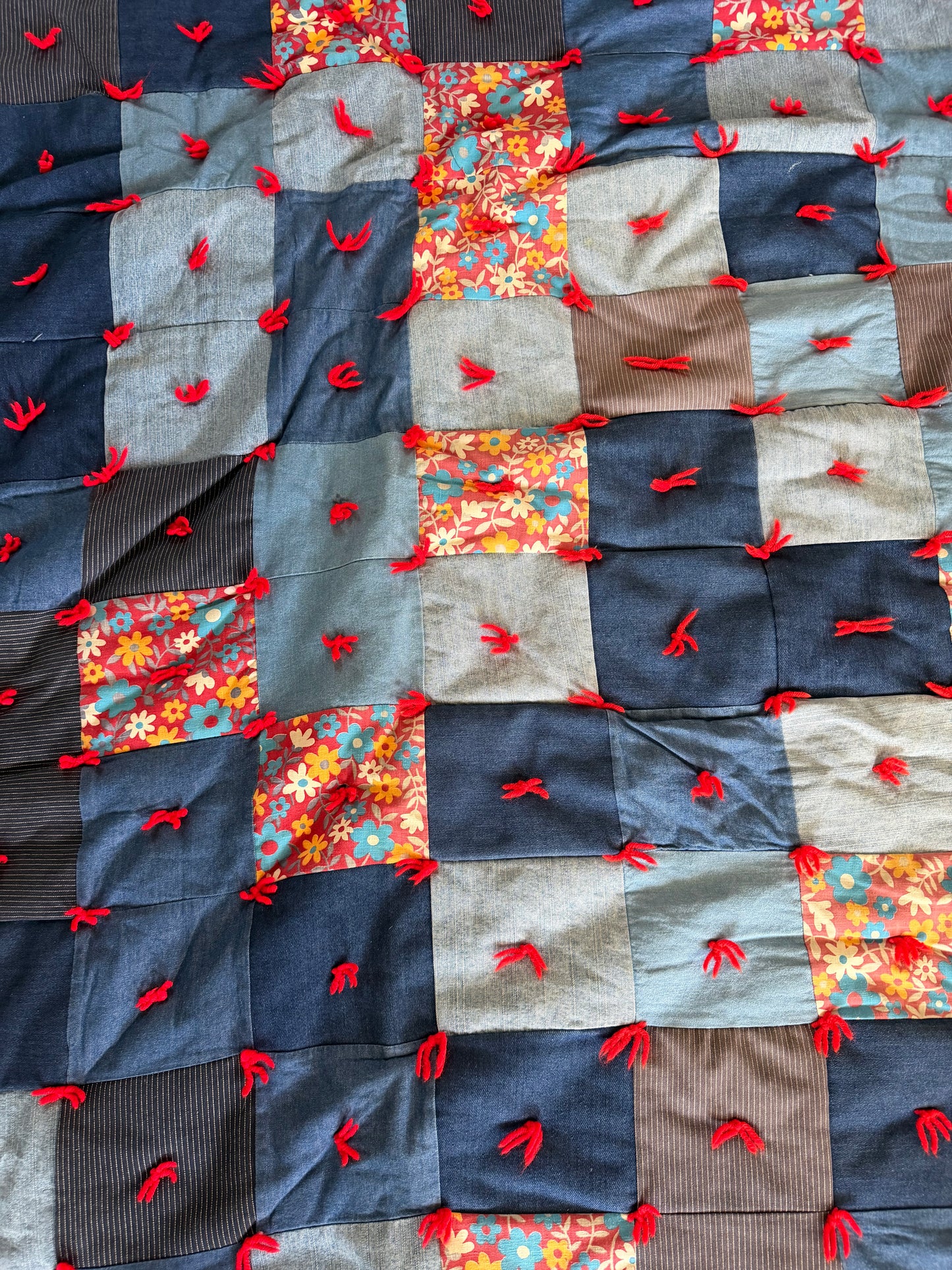 Heavy denim quilt as is Queen