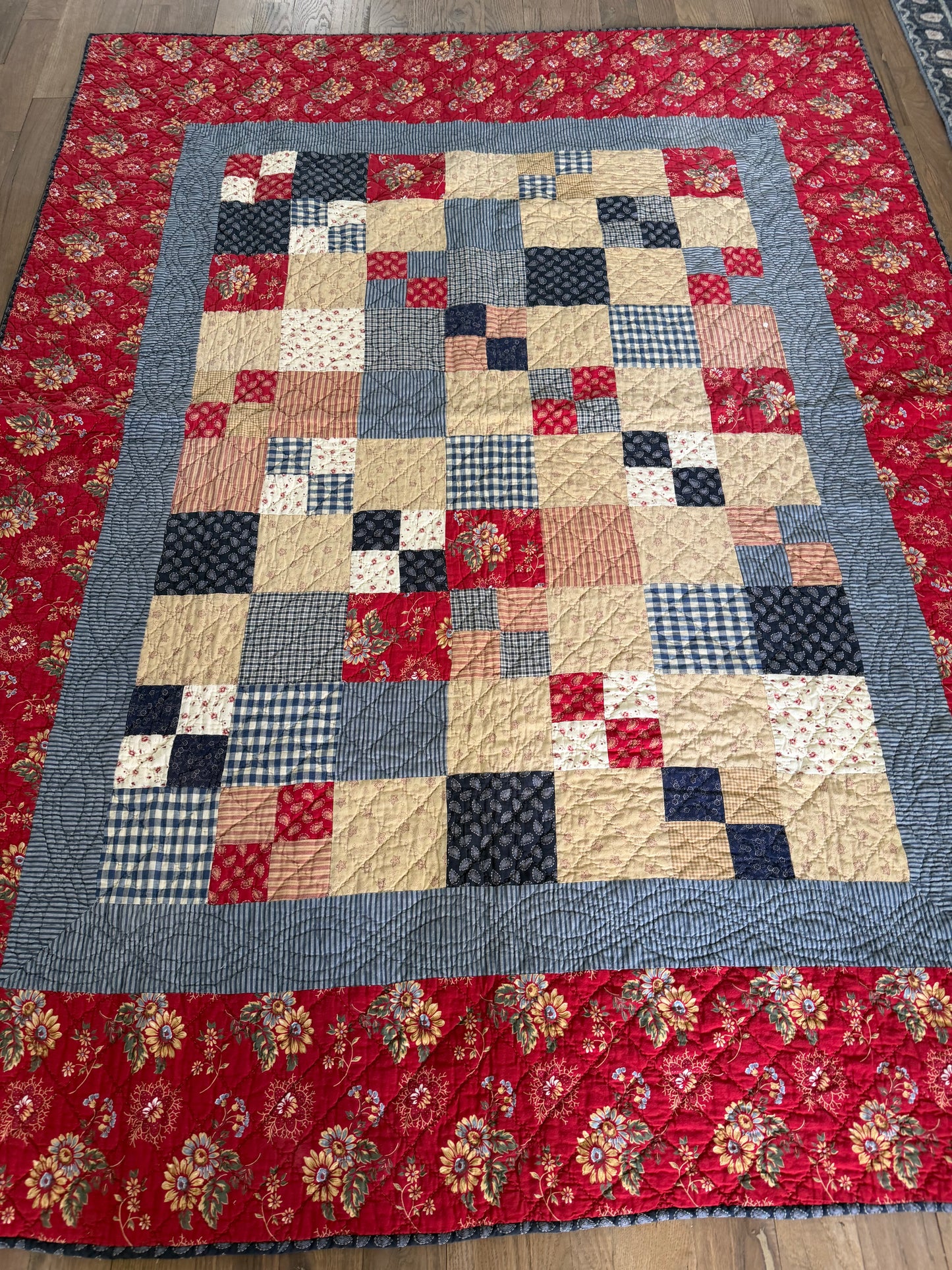 handmade quilt red white and blue twin