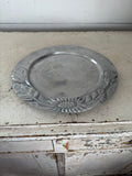 Mexican pewter / aluminum serving platter with a sunflower