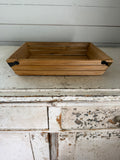 Rustic Wood Tray with Metal Corner Brackets - Will Get Makeover