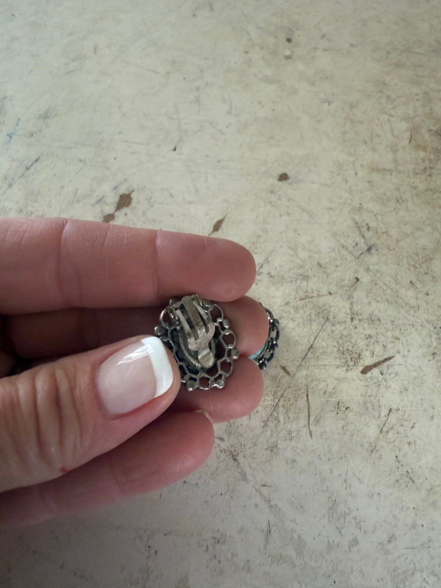 Victorian Style Turqouise Clip On Earring Set