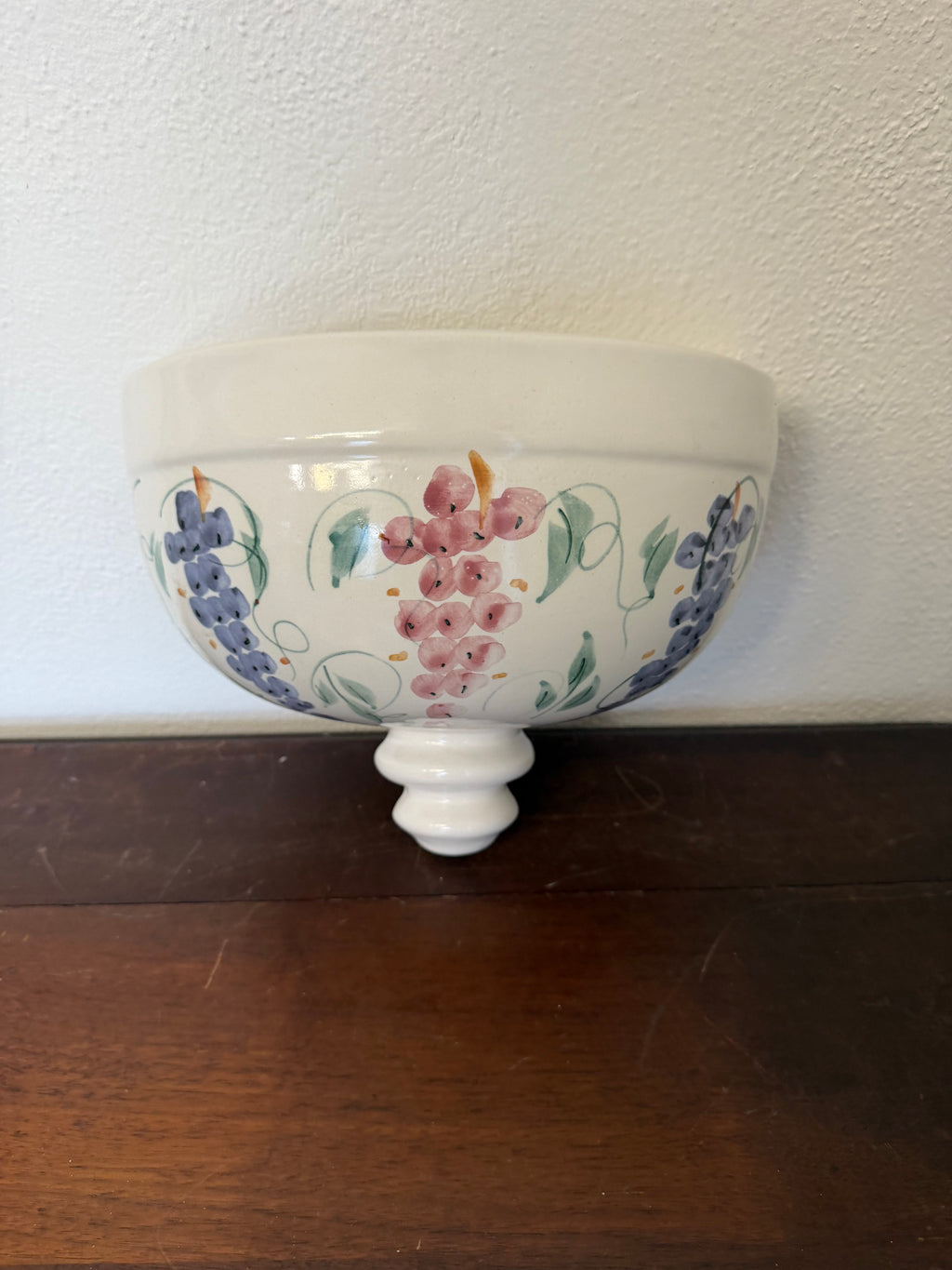 Vintage ceramic wall pocket or Planter with Grapes