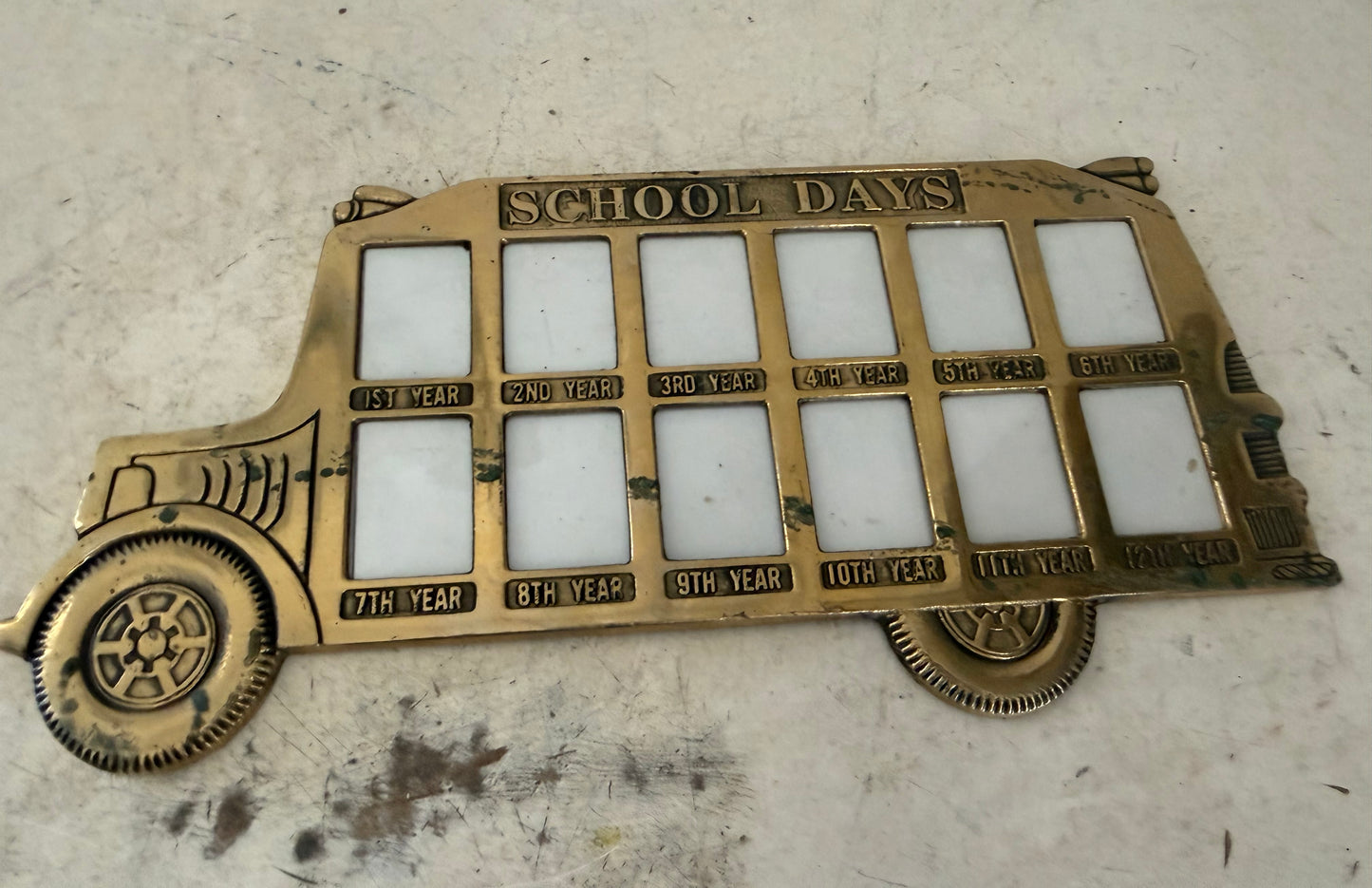Vintage Brass School Bus Picture Frame-K-12 Schools Days Photo Display-Solid Brass Graduation Milestone Display