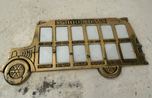 Vintage Brass School Bus Picture Frame-K-12 Schools Days Photo Display-Solid Brass Graduation Milestone Display