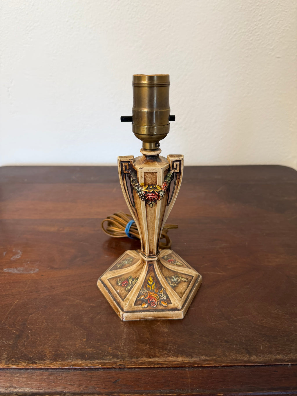vintage Art Nouveau-style cast lamp