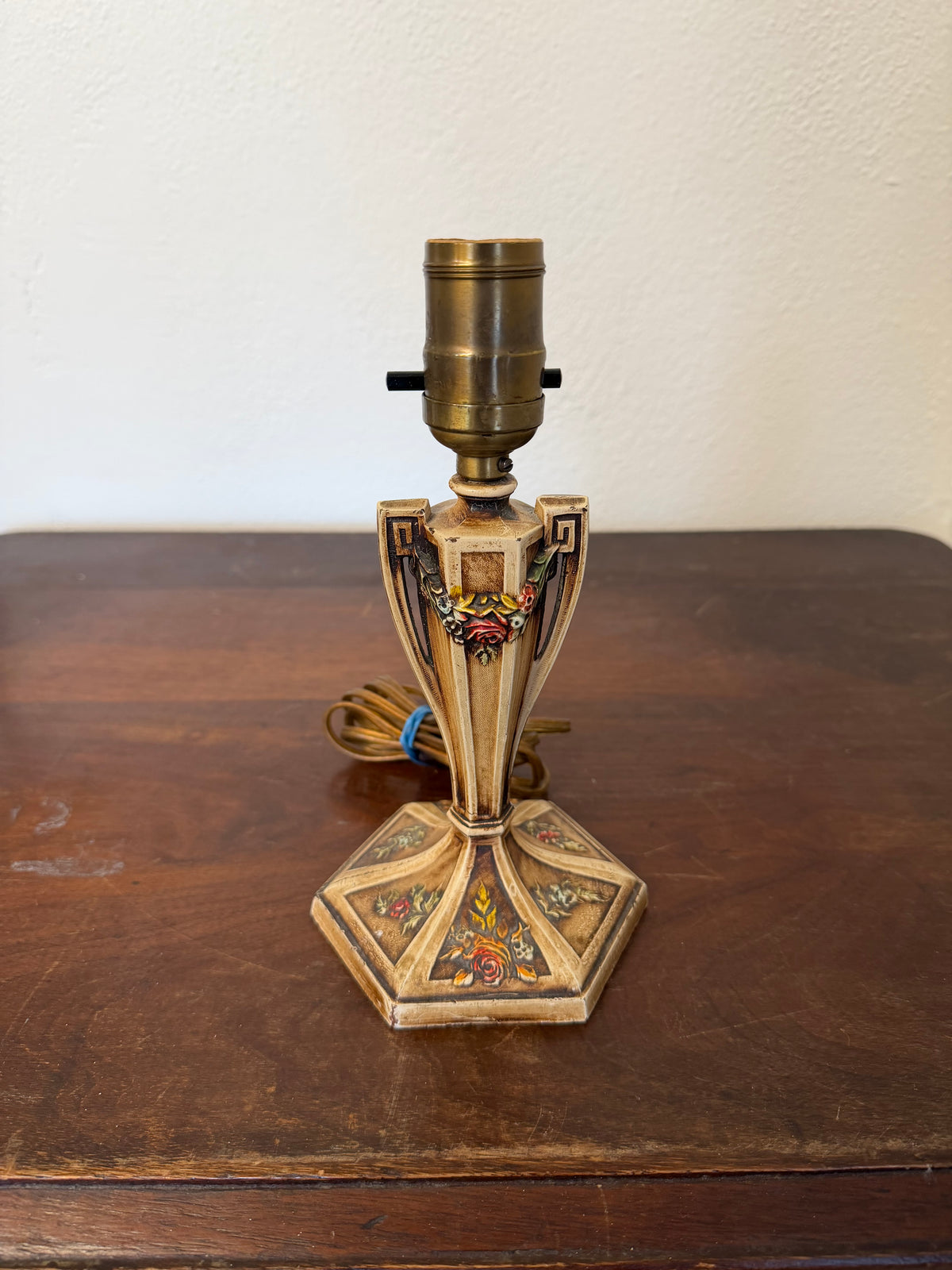 vintage Art Nouveau-style cast lamp