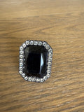 Black and Rhinstone Adjustable Ring