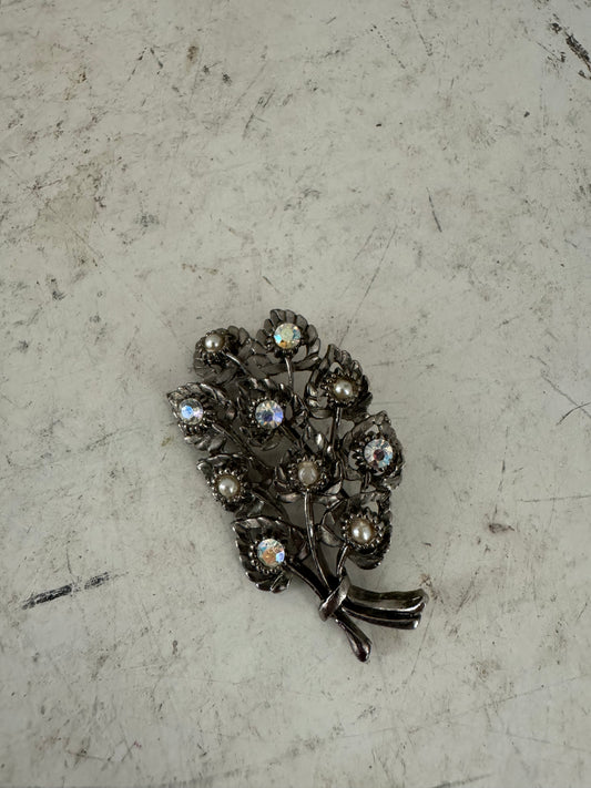 Floral Bunch Rhinestone Brooch