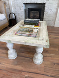Chippy Custom Old Door Coffee Table with rustic turned legs