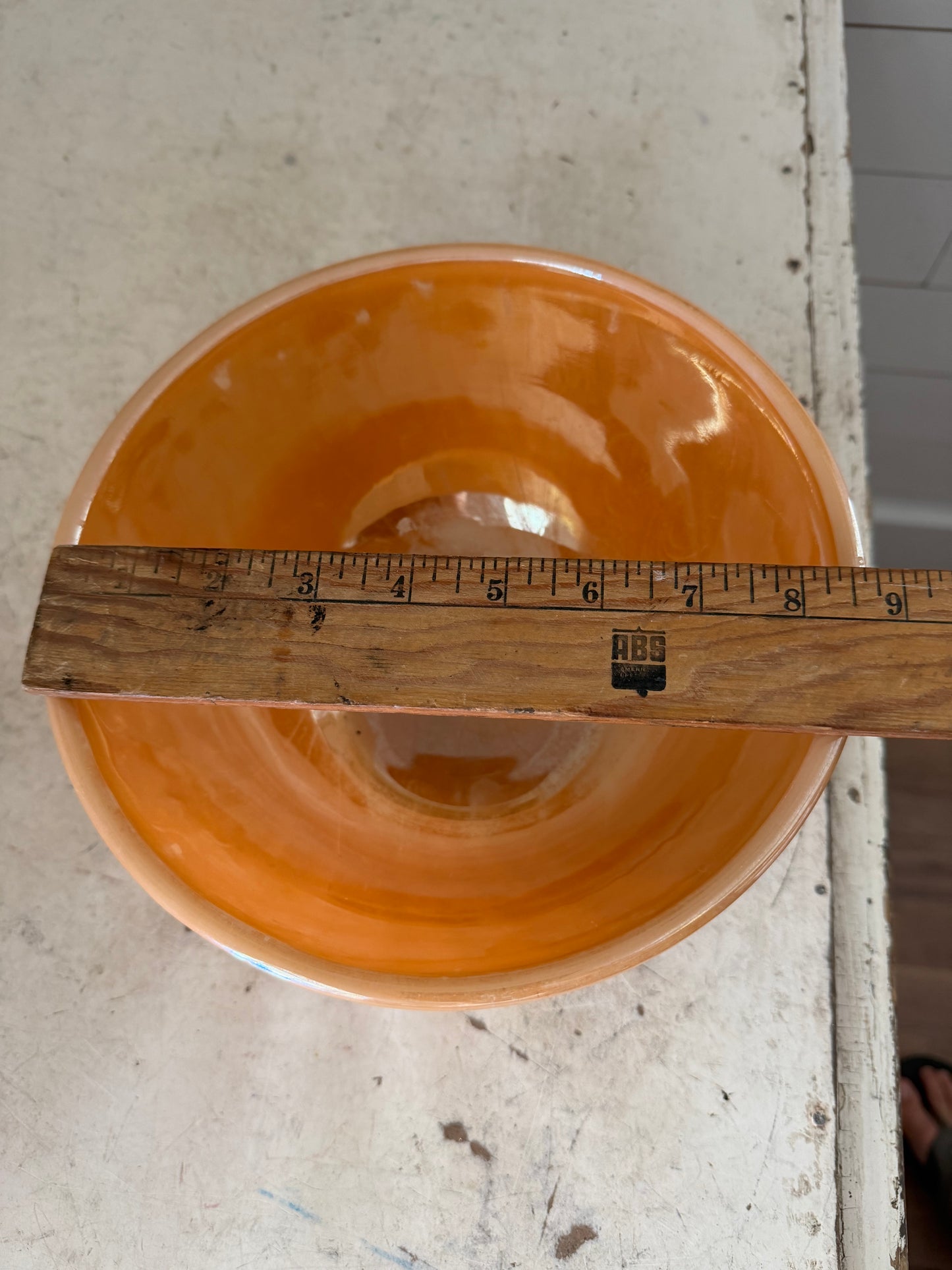 Peach lusterware swirl bowl