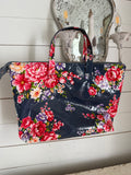 Navy with flowers tote