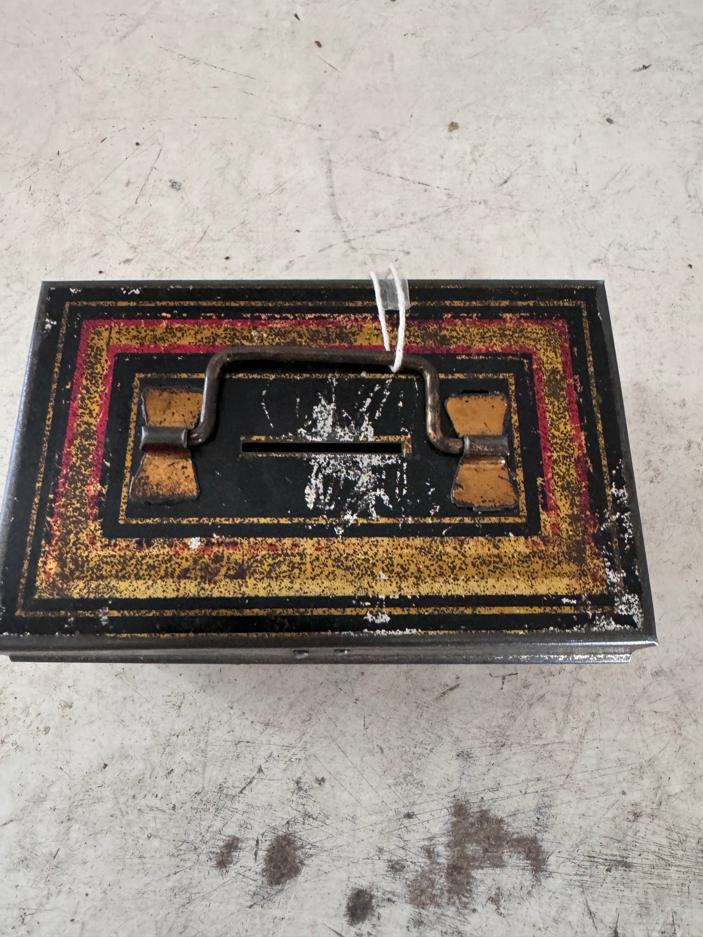 Antique metal Cash box with key