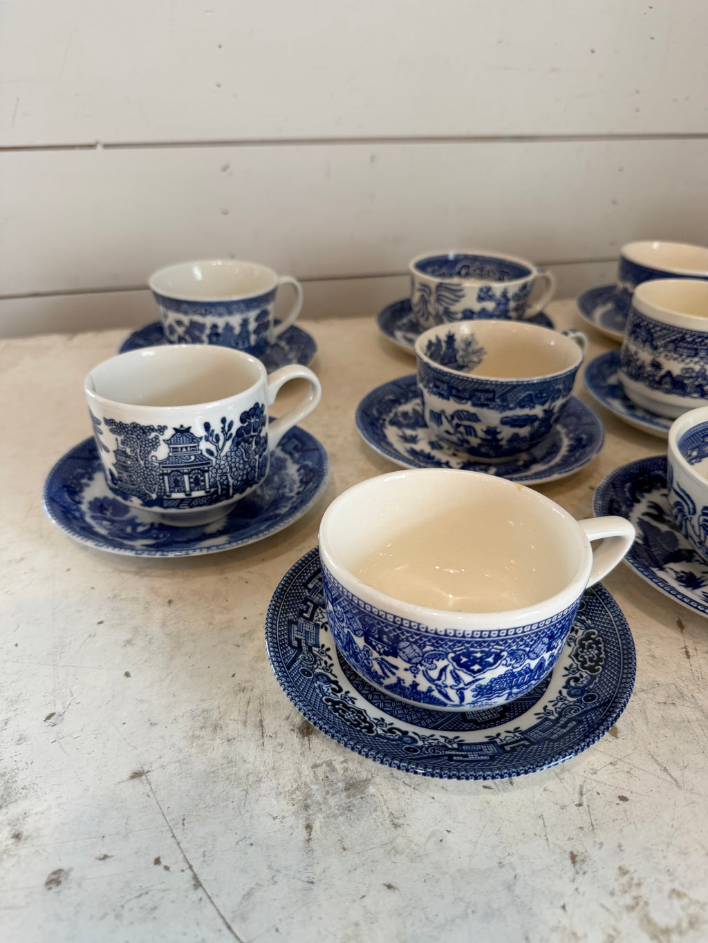 Vintage Blue Willow Cup & Saucer sets Sold Individually Picked at Random