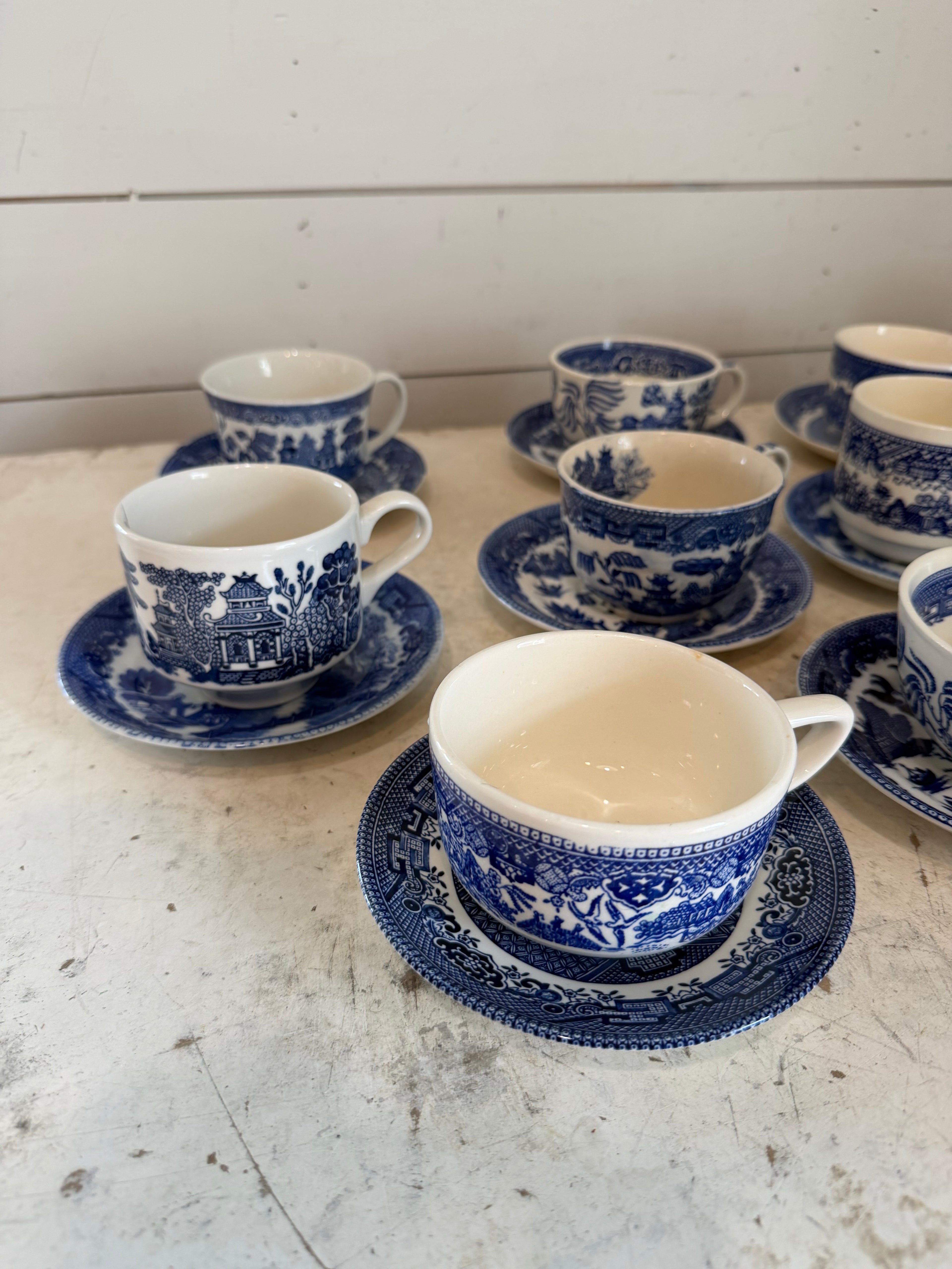 Vintage Blue Willow Cup & Saucer sets Sold Individually Picked at Random