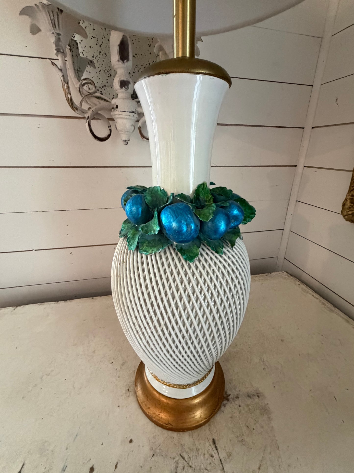 Vintage Capodimonte Style Lamp with Shade