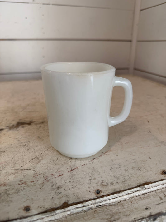 Vintage Fire King Coffee Mug Cup Oven Ware Creamy White D Handle Collectible