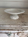 White metal pedestal bowl 6” bowl
