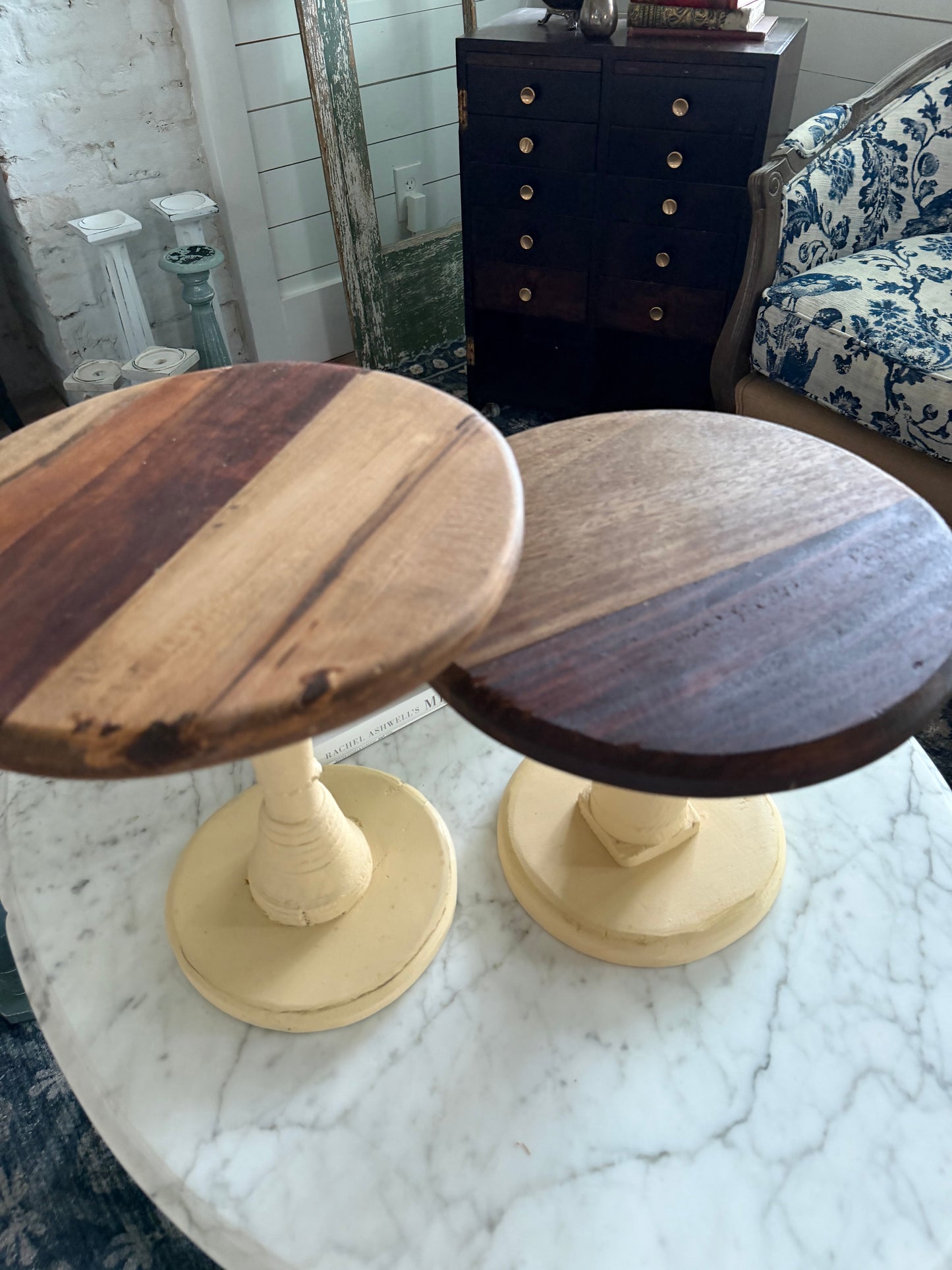 Wood pedestal hand painted, sold individually