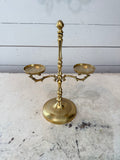 vintage solid brass two-tier candelabra or scale-style candle holder