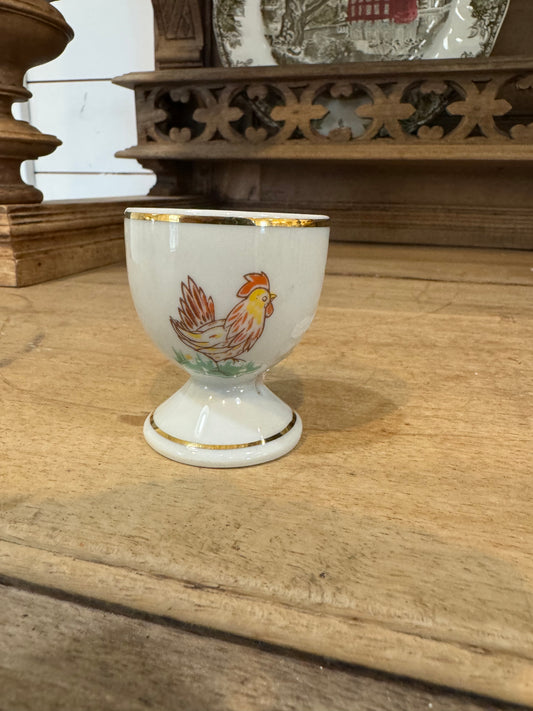 COLLECTABLE EGG CUP yellow & red chicken