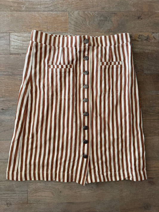 Boeme knee length striped skirt, medium