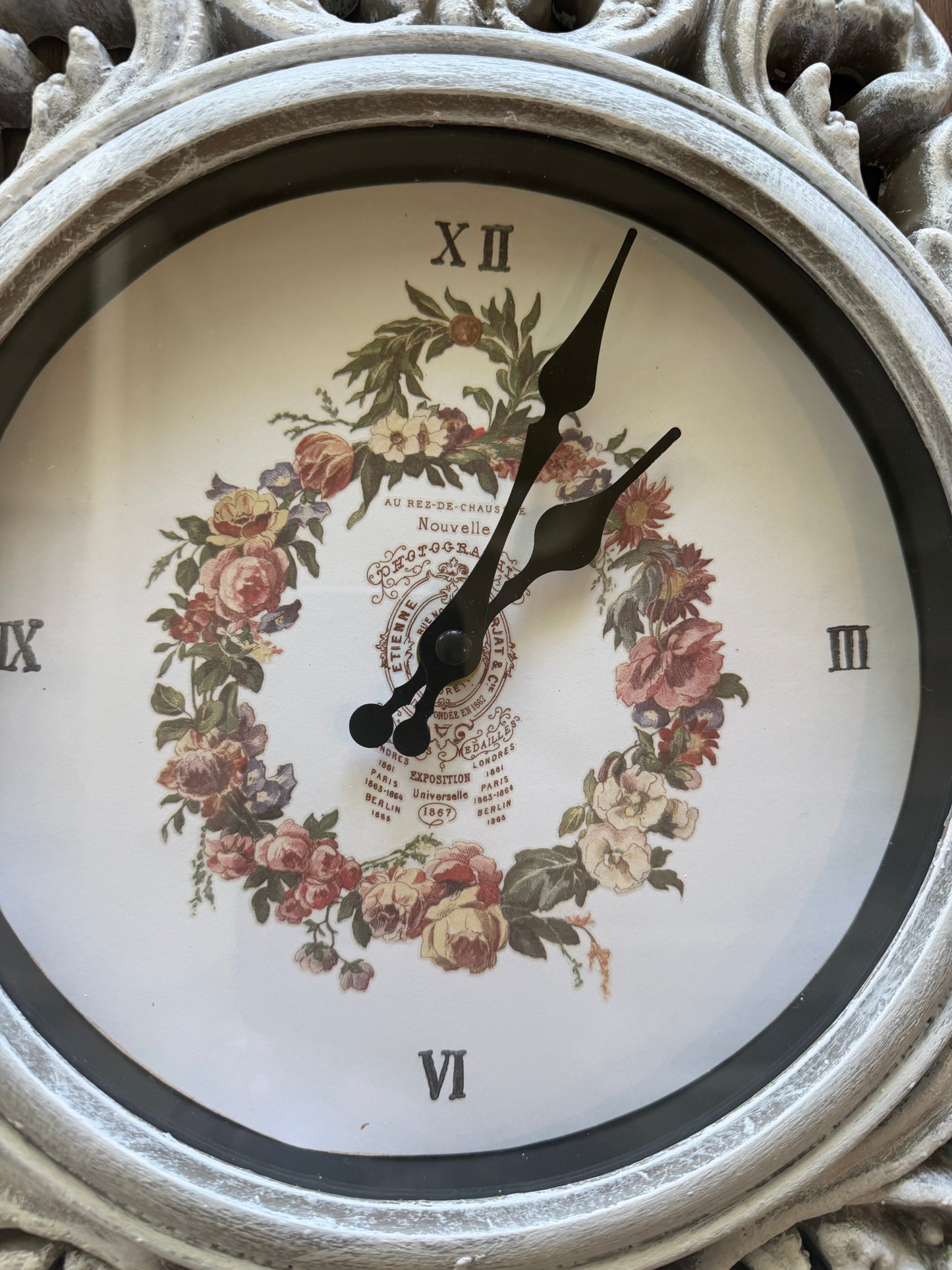 French Style Ornate Wall Clock 16” across