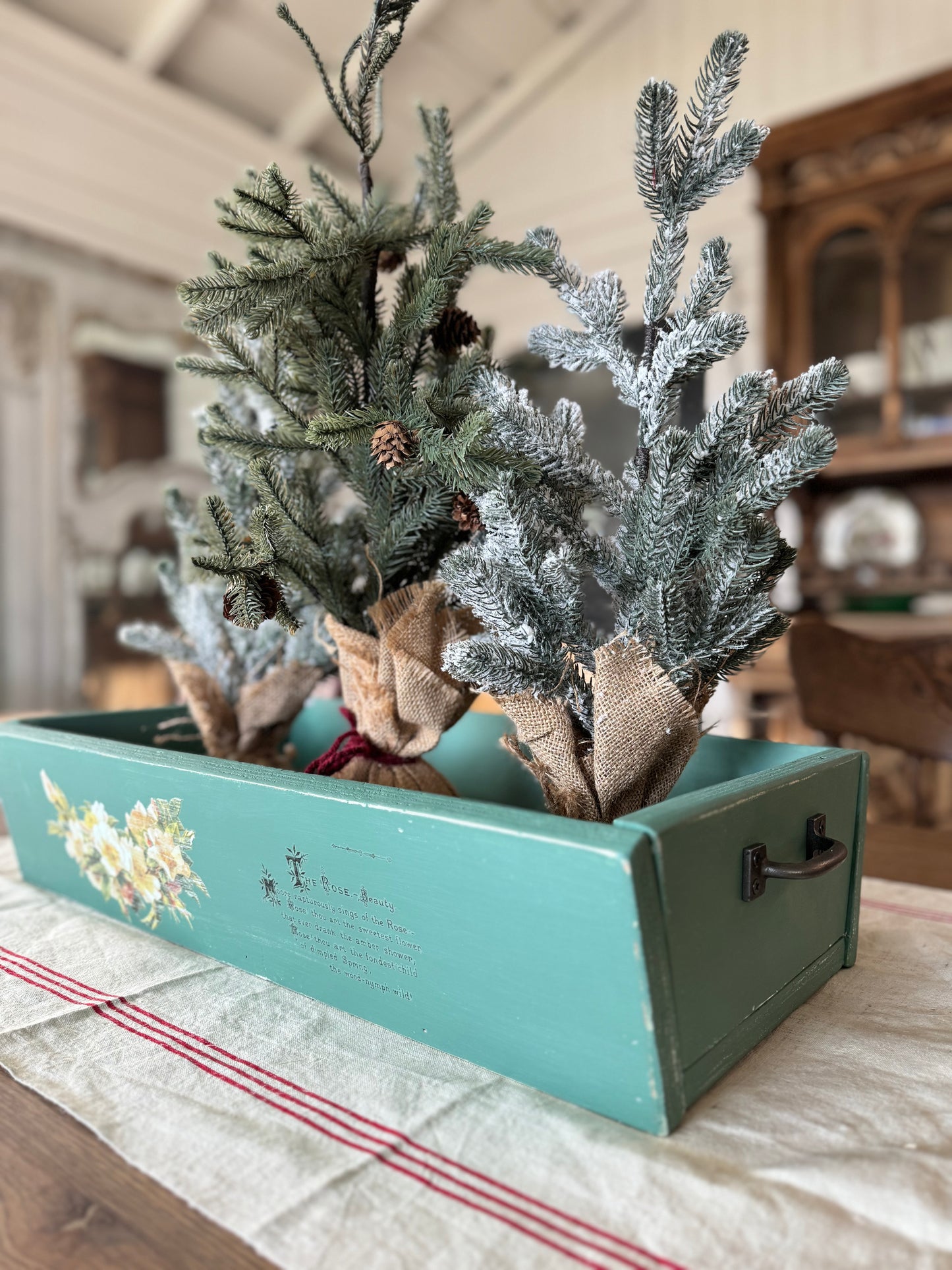 Juniper Large Wood Tote / Box with handles - GREENERY NOT INCLUDED