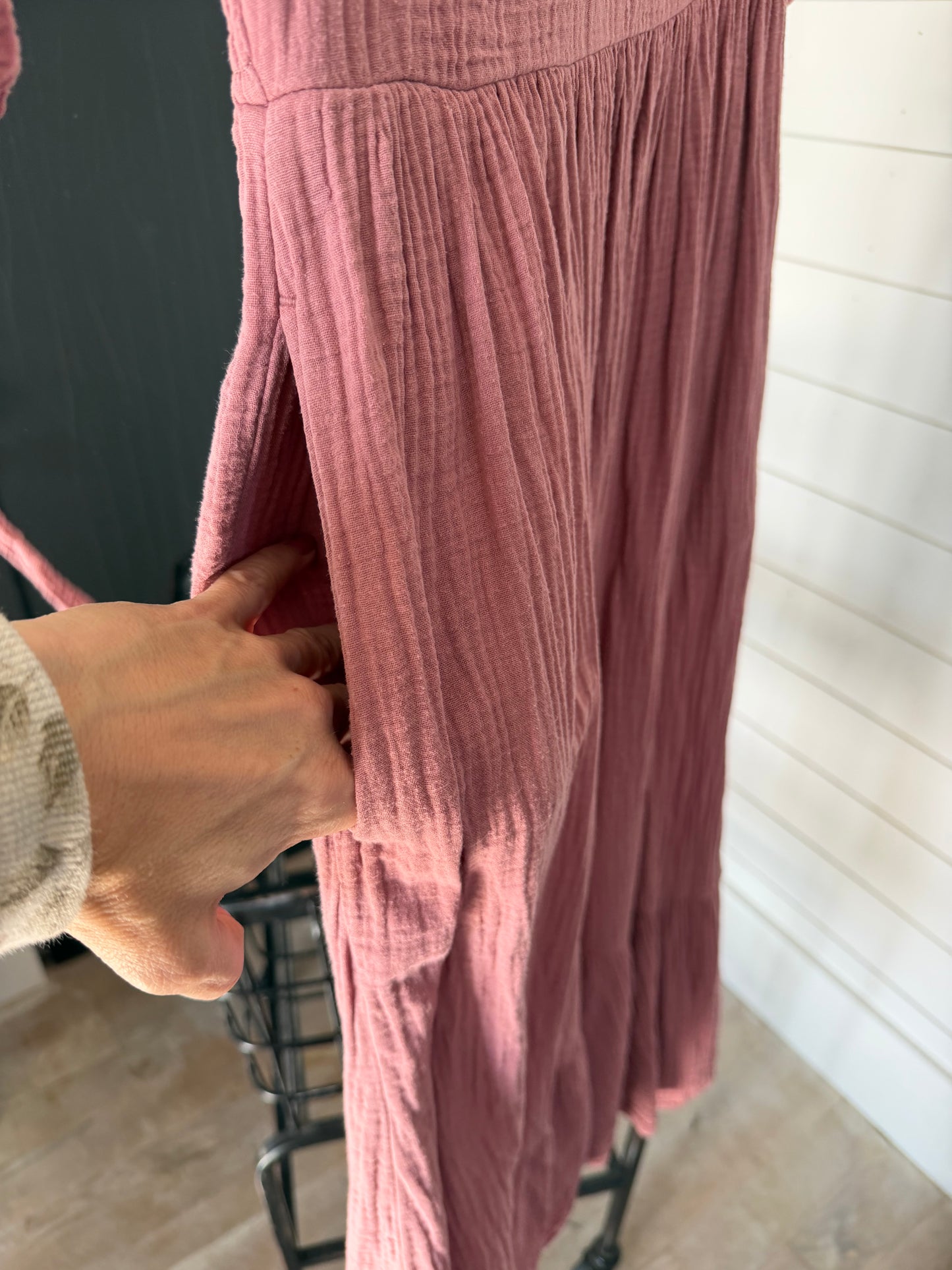 Pink Gausy Dress with Pockets Downeast Small