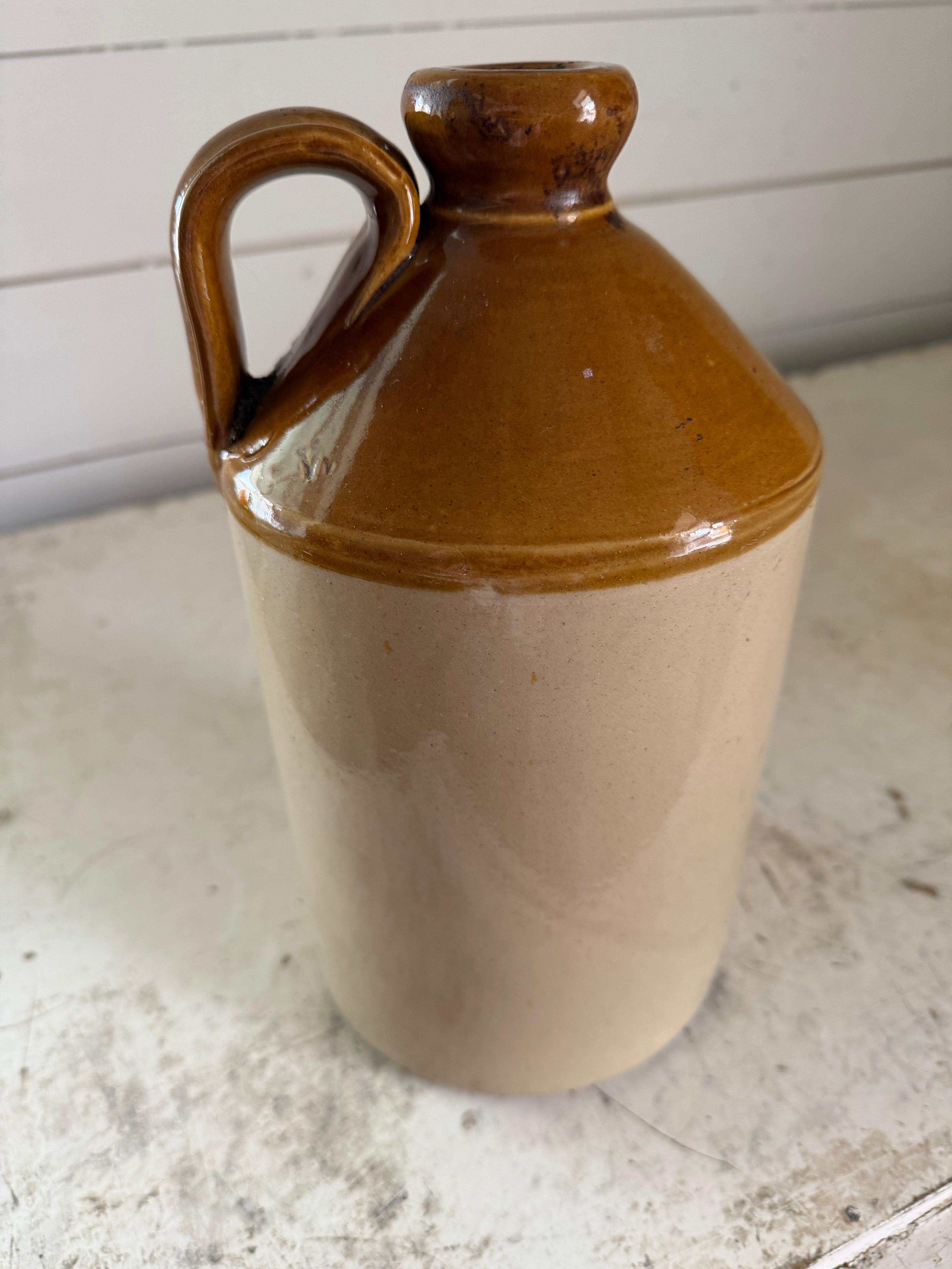 Antique Fire-glazed 2 liter Stoneware Jug Marked W