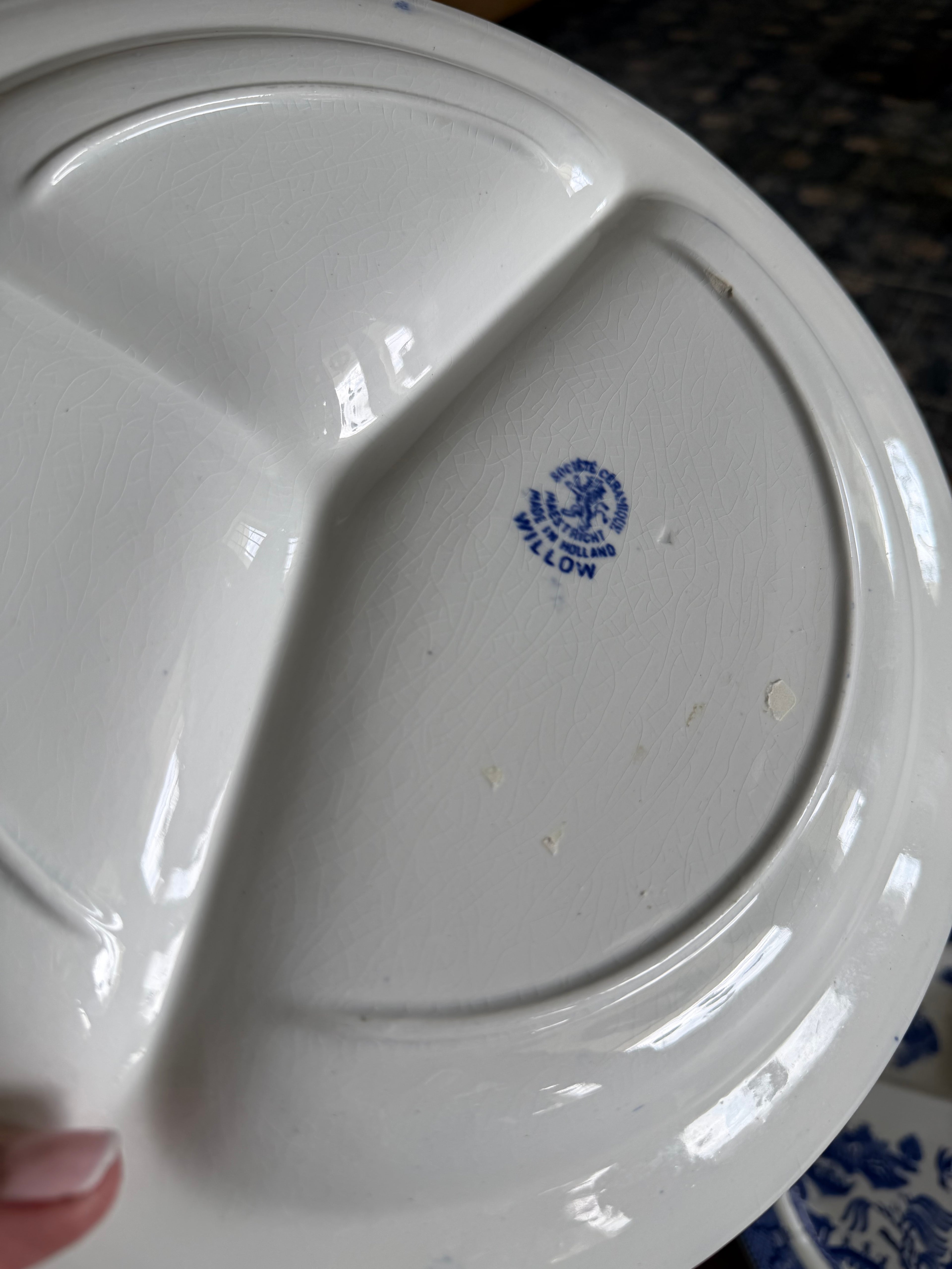 Vintage Blue Willow Ware Maestricht Holland Divided Grill Plate - Sold Individually