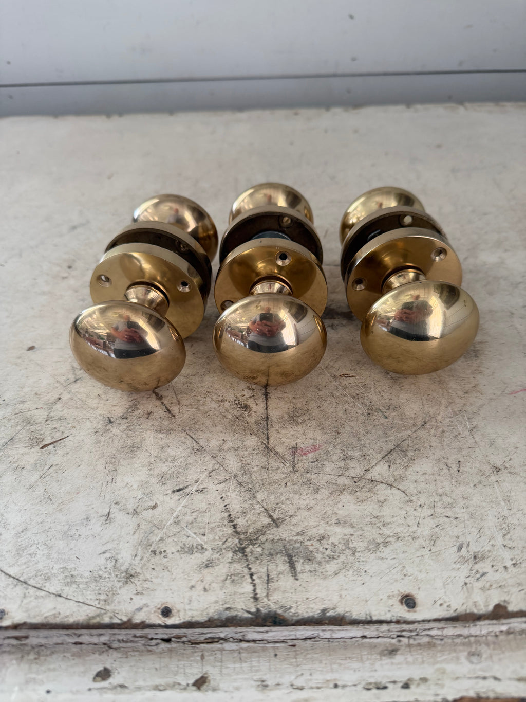 Edwardian Style Brass Bun door Knobs stationary - each set Sold Individually