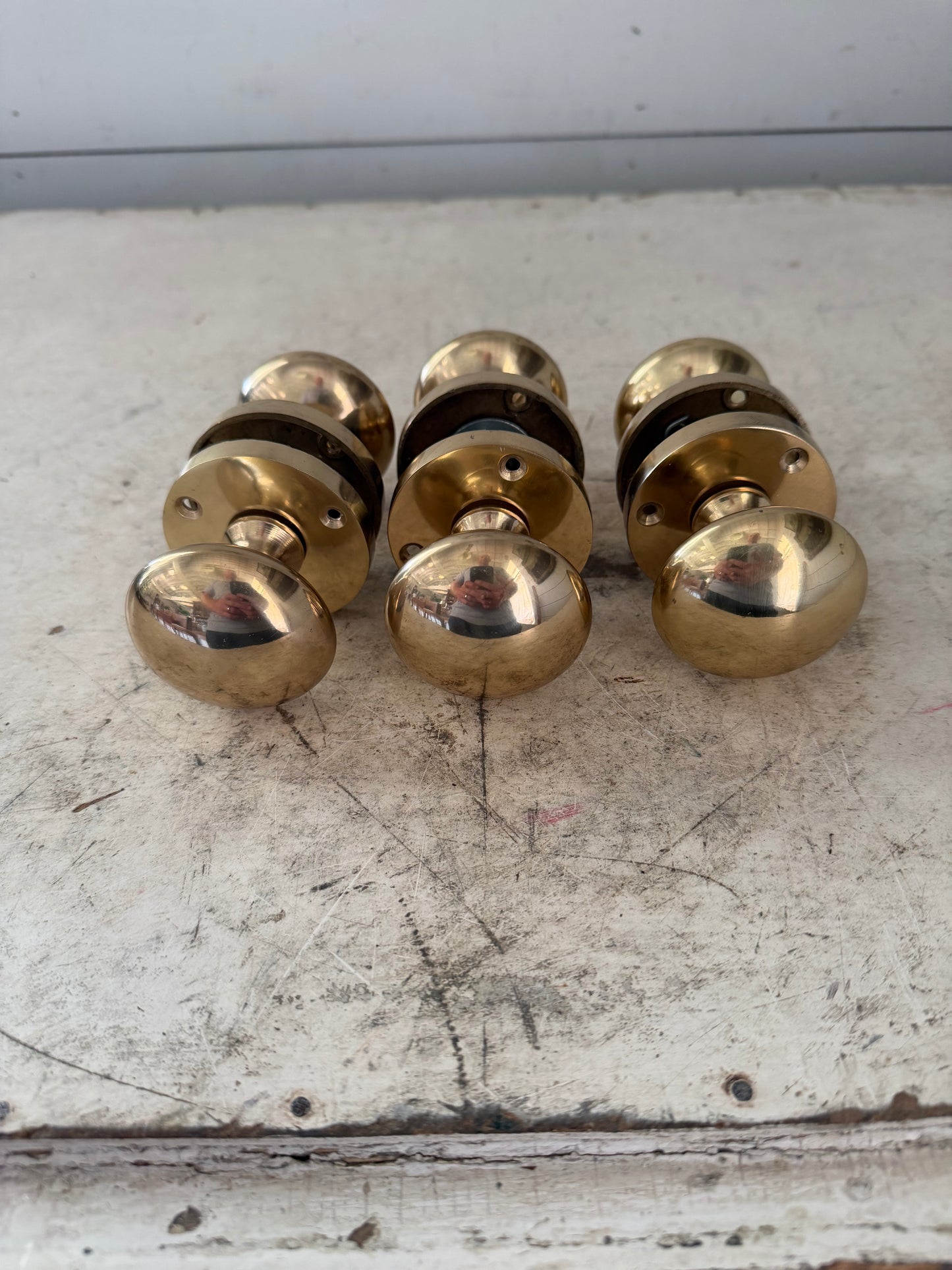 Edwardian Style Brass Bun door Knobs stationary - each set Sold Individually