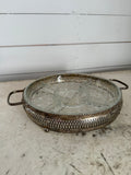 A Silver Plate Hors D'Oeurves Tray with handles and Cut Glass Inserts -made in France