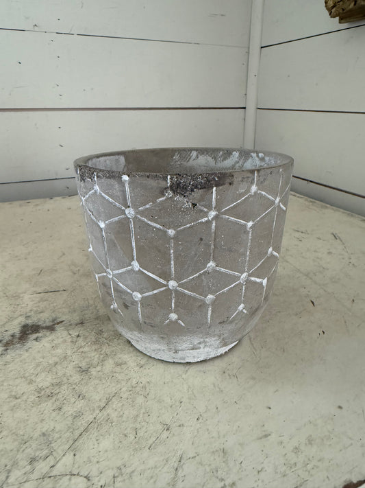 Gray and White geometric pot