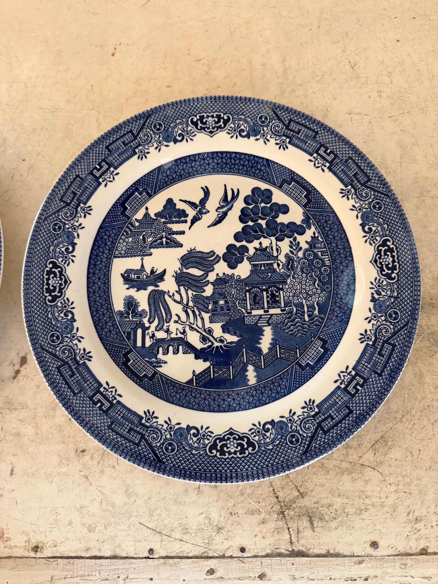 Vintage Johnson Bro Blue Willow 9” plate - sold individually