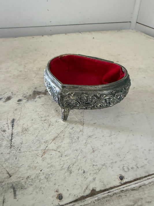 Silver plate trinket box missing lid as is
