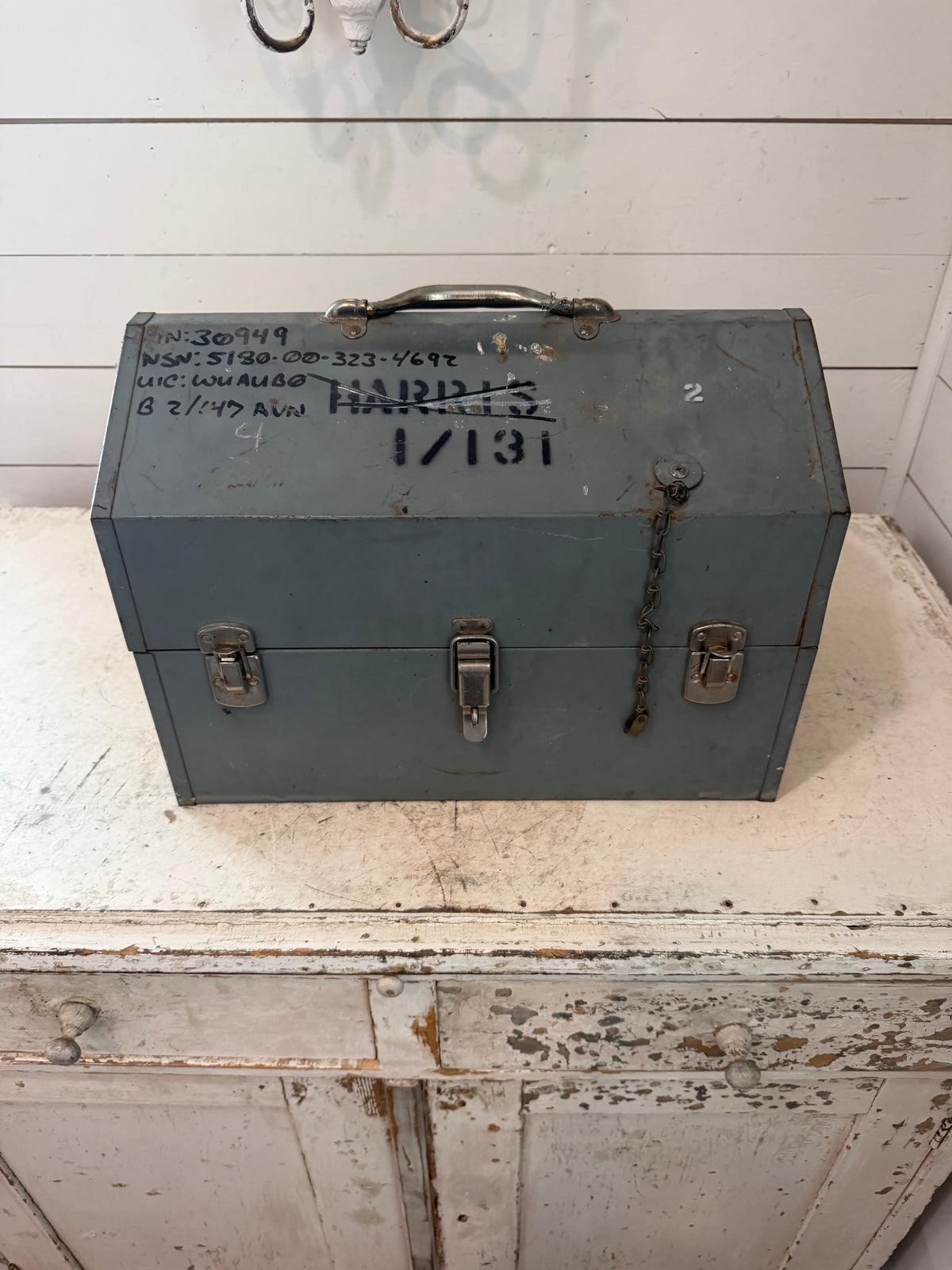 Military Carry Tool Box Metal Cantilever Vintage Heavy Duty