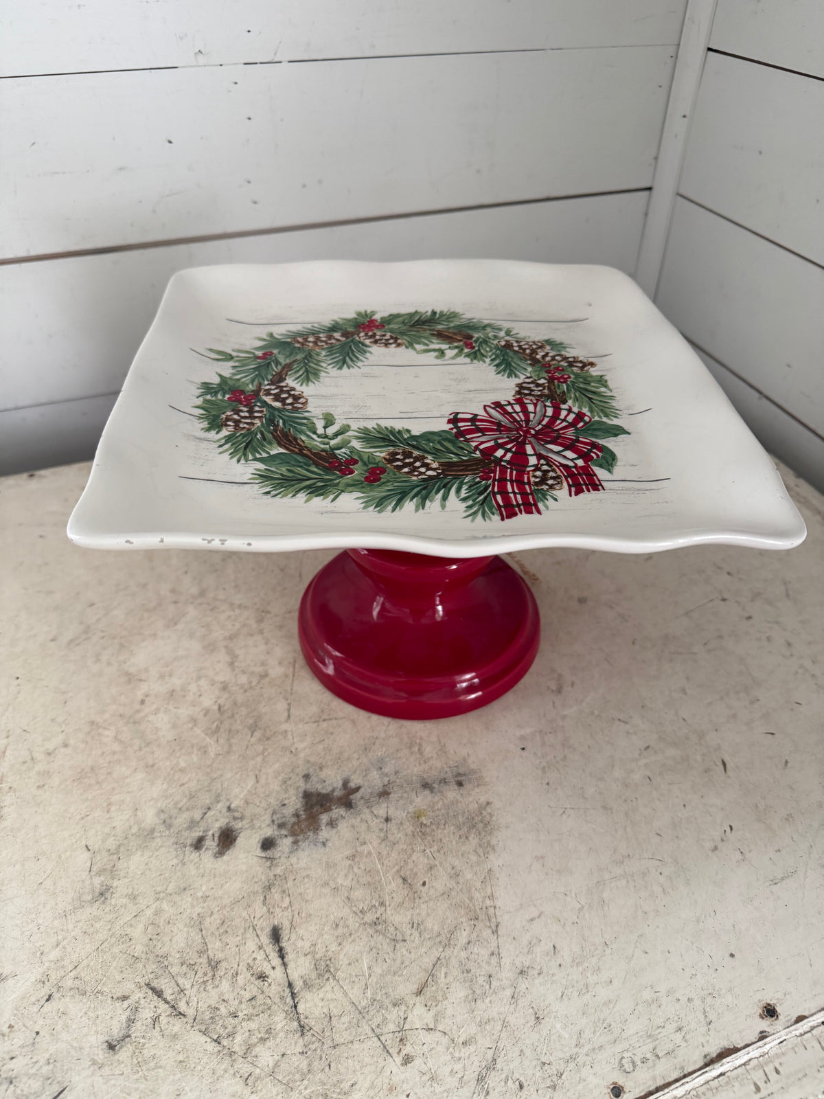 Ceramic Christmas cake plate